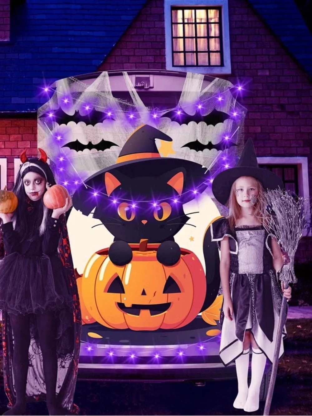 Halloween Black Cat Pumpkin Trunk Decor kit